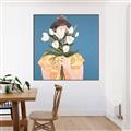 Picture of Girl with bouquet of flowers _GroupedProduct_Square_Canvas_Framed_