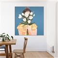 Picture of Girl with bouquet of flowers _GroupedProduct_Square_Canvas_Framed_