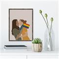 Picture of Two girls with rainbow flag _GroupedProduct_Rectangle_Portrait_Canvas_Framed_