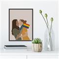 Picture of Two girls with rainbow flag _GroupedProduct_Rectangle_Portrait_Canvas_Framed_