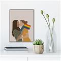 Picture of Two girls with rainbow flag _GroupedProduct_Rectangle_Portrait_Canvas_Framed_