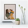 Picture of Two girls with rainbow flag _GroupedProduct_Rectangle_Portrait_Canvas_Framed_