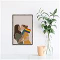 Picture of Two girls with rainbow flag _GroupedProduct_Rectangle_Portrait_Canvas_Framed_
