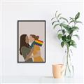 Picture of Two girls with rainbow flag _GroupedProduct_Rectangle_Portrait_Canvas_Framed_