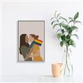Picture of Two girls with rainbow flag _GroupedProduct_Rectangle_Portrait_Canvas_Framed_