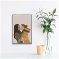 Picture of Two girls with rainbow flag _GroupedProduct_Rectangle_Portrait_Canvas_Framed_
