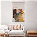 Picture of Two girls with rainbow flag _GroupedProduct_Rectangle_Portrait_Canvas_Framed_