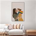 Picture of Two girls with rainbow flag _GroupedProduct_Rectangle_Portrait_Canvas_Framed_