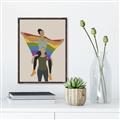Picture of Two girls with rainbow flag II _GroupedProduct_Rectangle_Portrait_Canvas_Framed_