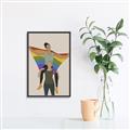 Picture of Two girls with rainbow flag II _GroupedProduct_Rectangle_Portrait_Canvas_Framed_