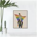 Picture of Two girls with rainbow flag II _GroupedProduct_Rectangle_Portrait_Canvas_Framed_