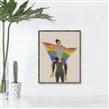 Picture of Two girls with rainbow flag II _GroupedProduct_Rectangle_Portrait_Canvas_Framed_