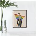 Picture of Two girls with rainbow flag II _GroupedProduct_Rectangle_Portrait_Canvas_Framed_