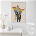 Picture of Two girls with rainbow flag II _GroupedProduct_Rectangle_Portrait_Canvas_Framed_