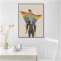 Picture of Two girls with rainbow flag II _GroupedProduct_Rectangle_Portrait_Canvas_Framed_