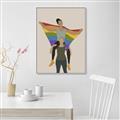 Picture of Two girls with rainbow flag II _GroupedProduct_Rectangle_Portrait_Canvas_Framed_