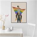 Picture of Two girls with rainbow flag II _GroupedProduct_Rectangle_Portrait_Canvas_Framed_
