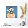Picture of Girl with bouquet of flowers _GroupedProduct_Square_Unframed_Print_Only_