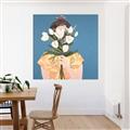 Picture of Girl with bouquet of flowers _GroupedProduct_Square_Unframed_Print_Only_