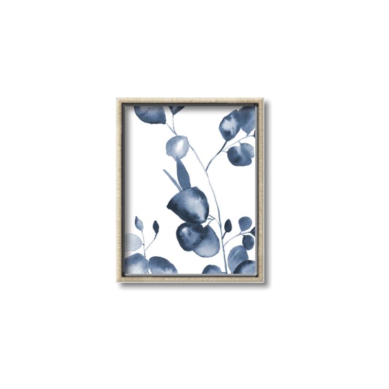 Picture of Blue Water Colour Leaves _GroupedProduct_Rectangle_Portrait_Canvas_Framed_