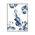 Picture of Blue Water Colour Leaves _GroupedProduct_Rectangle_Portrait_Canvas_Framed_