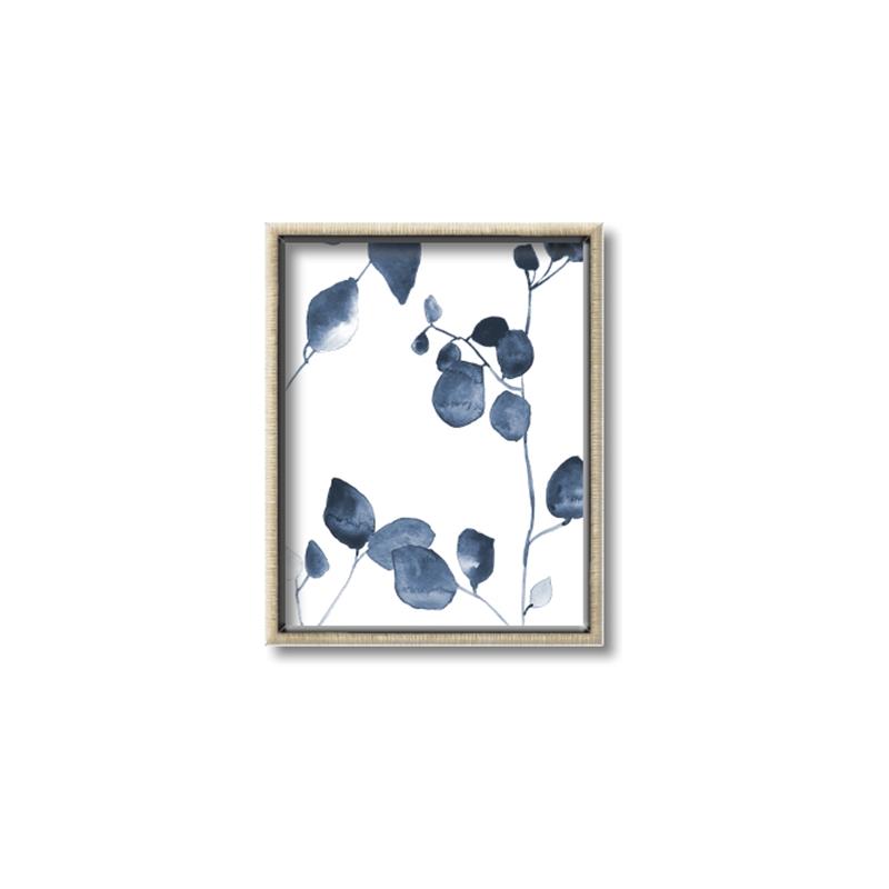 Picture of Blue Water Colour Leaves II _GroupedProduct_Rectangle_Portrait_Canvas_Framed_