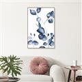Picture of Blue Water Colour Leaves _GroupedProduct_Rectangle_Portrait_Canvas_Framed_