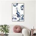 Picture of Blue Water Colour Leaves _GroupedProduct_Rectangle_Portrait_Canvas_Framed_