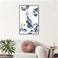 Picture of Blue Water Colour Leaves _GroupedProduct_Rectangle_Portrait_Canvas_Framed_