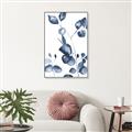 Picture of Blue Water Colour Leaves _GroupedProduct_Rectangle_Portrait_Canvas_Framed_