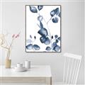 Picture of Blue Water Colour Leaves _GroupedProduct_Rectangle_Portrait_Canvas_Framed_