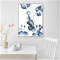 Picture of Blue Water Colour Leaves _GroupedProduct_Rectangle_Portrait_Canvas_Framed_