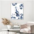 Picture of Blue Water Colour Leaves _GroupedProduct_Rectangle_Portrait_Canvas_Framed_