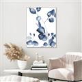 Picture of Blue Water Colour Leaves _GroupedProduct_Rectangle_Portrait_Canvas_Framed_