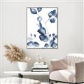 Picture of Blue Water Colour Leaves _GroupedProduct_Rectangle_Portrait_Canvas_Framed_