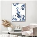 Picture of Blue Water Colour Leaves _GroupedProduct_Rectangle_Portrait_Canvas_Framed_