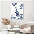 Picture of Blue Water Colour Leaves _GroupedProduct_Rectangle_Portrait_Canvas_Framed_