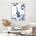 Picture of Blue Water Colour Leaves _GroupedProduct_Rectangle_Portrait_Canvas_Framed_