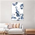 Picture of Blue Water Colour Leaves _GroupedProduct_Rectangle_Portrait_Canvas_Framed_