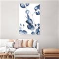 Picture of Blue Water Colour Leaves _GroupedProduct_Rectangle_Portrait_Unframed_Print_Only_