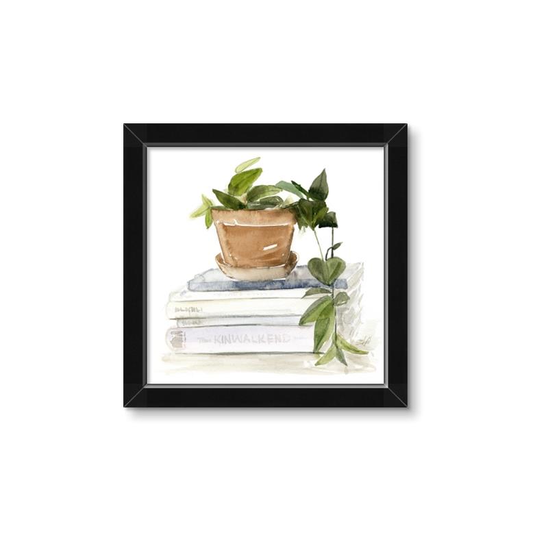 Picture of Flower Pot On Books _GroupedProduct_Square_Framed_Matted_