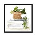 Picture of Flower Pot On Books _GroupedProduct_Square_Framed_Matted_