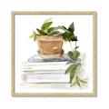 Picture of Flower Pot On Books _GroupedProduct_Square_Framed_Matted_