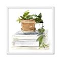Picture of Flower Pot On Books _GroupedProduct_Square_Framed_Matted_
