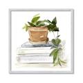 Picture of Flower Pot On Books _GroupedProduct_Square_Framed_Matted_