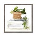 Picture of Flower Pot On Books _GroupedProduct_Square_Framed_Matted_