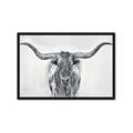 Picture of Painted Longhorn Bull _GroupedProduct_Rectangle_Landscape_Framed_Matted_