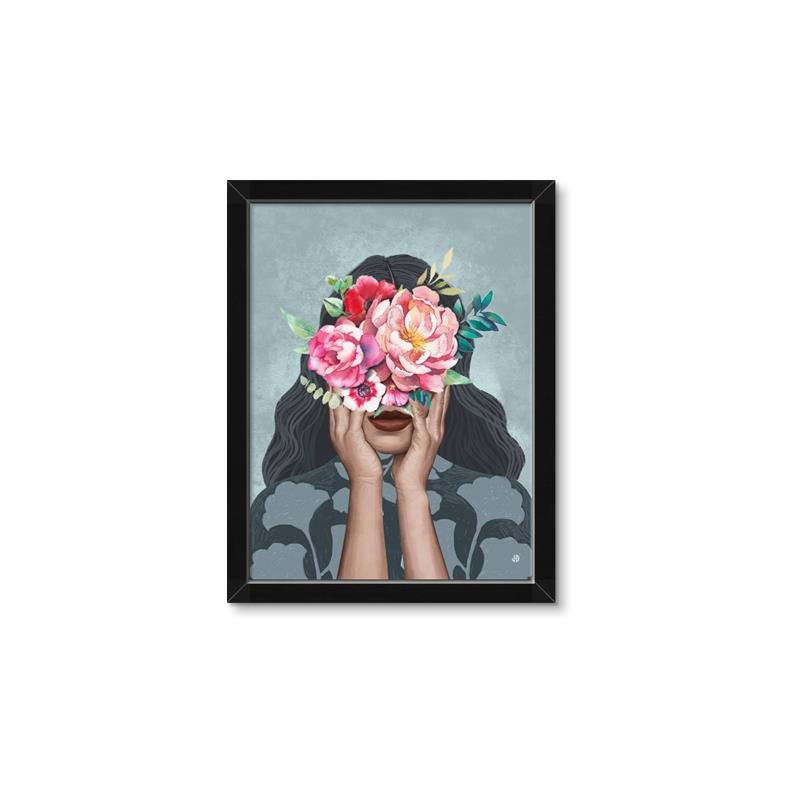 Picture of Girl with bouquet of flowers II _GroupedProduct_Rectangle_Portrait_Framed_Matted_