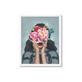 Picture of Girl with bouquet of flowers II _GroupedProduct_Rectangle_Portrait_Framed_Matted_