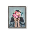 Picture of Girl with bouquet of flowers II _GroupedProduct_Rectangle_Portrait_Framed_Matted_